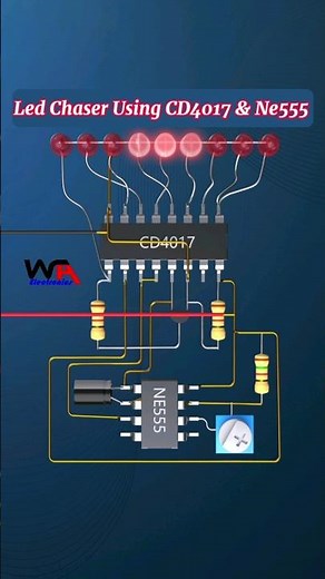 LED Chaser Circuit Using Ne555 and CD4017 IC #ledchaser #diyelectronics #electronicsprojects
