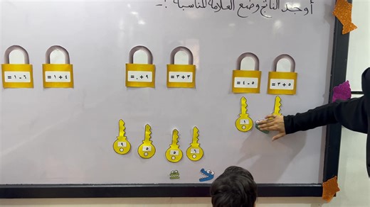 9.1K views · 32 reactions | KG1 حساب القفل والمفتاح  بإستخدام عمليات الجمع (+) والطرح(-) ومقارنة الأعداد بإستخدام العلامات (>,<,=) أ / وفاء محمد | ABC Kids Nursery | Facebook