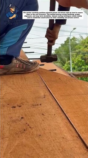 Manual Roof Sheathing Installation with Hammer | Traditional Roofing Work