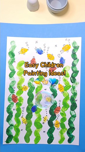 Easy Children Painting Ideas: Underwater Fun