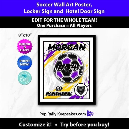 Soccer Locker Sign Template, Door Sign and Wall Art Poster to Personalize and Customize for Soccer Team Gift, Editable SO219 - Etsy