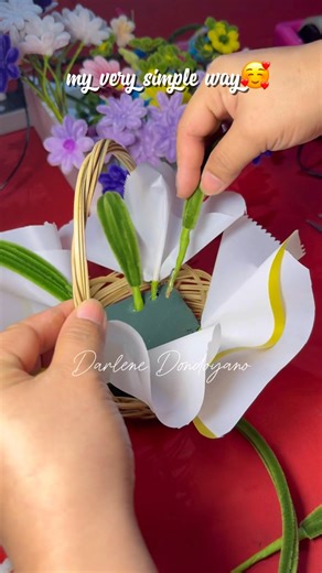 5.8K views · 51 reactions | Another very simple basket flower arrangement.Anyway, pwede jud kaau panindotan but,di nalang kay mo mahal na #cute | Sheboom Crafts | Facebook