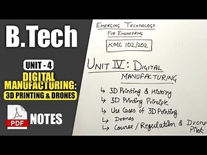 Digital Manufacturing: 3D Printing & Drones BTech AKTU | Emerging Technology for Engineering Notes