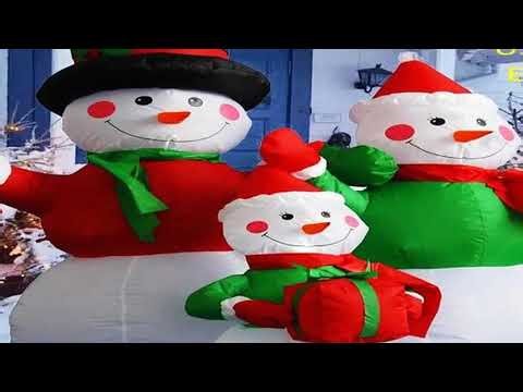 Christmas Inflatable Snowman Family Built-in LED Lights Inflatable Model Indoor Outdoor Ornament