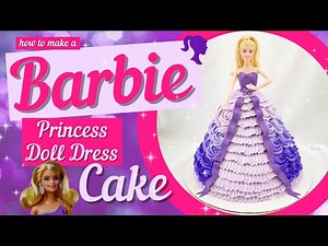 BARBIE PRINCESS Cake Tutorial: How to Make Doll Dress Cakes w/ Ombre Buttercream Piping, Fondant