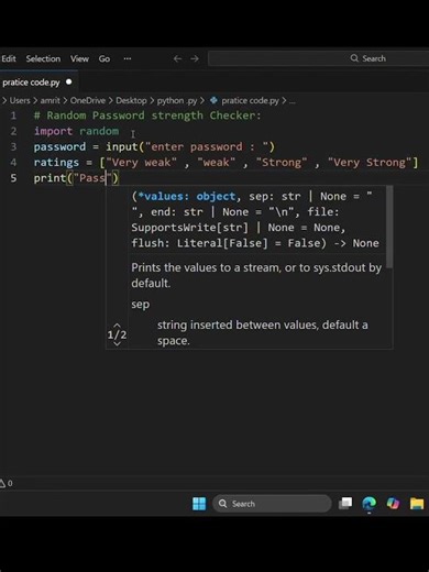 Random Password Strength Checker#shorts #python
