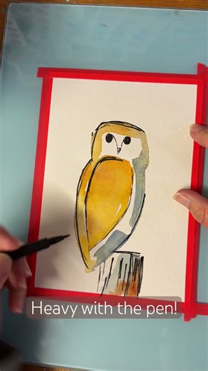 Using the dregs of a previous watercolour painting to do a little barn owl. #watercolour #painting