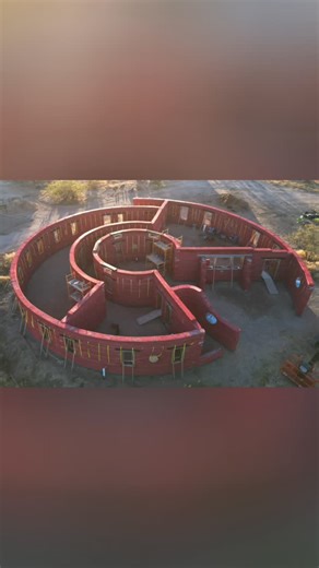 Jonathan & Ashley on Instagram: "Touring our unique floor plan: 4 diameter circles, 4 straight walls. Kitchen/living in the largest circle, bedrooms for 4 kids in the inner. Mountain views & courtyard access! #FloorPlan #HomeDesign #DreamHome #Architecture #CustomHome #HouseTour #ModernHome #InteriorDesign #ReelsHome"