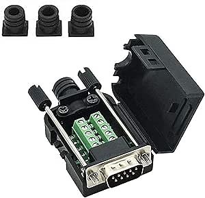 10 Pcs DB9 Male Breakout Connector, 9 pin RS232 connectors, Solderless D-SUB RS485 Serial Adapter Module Board with Screw Terminals, Case, Long Bolts