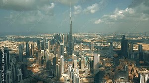 Aerial time lapse of Dubai Downtown area, UAE