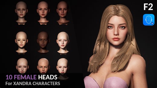 Xandra 3D - 10 FEMALE HEADS PACK  [F2]