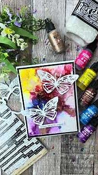 Tim Holtz Alcohol Ink Butterfly Card by ‪@KulbirKirkland‬
