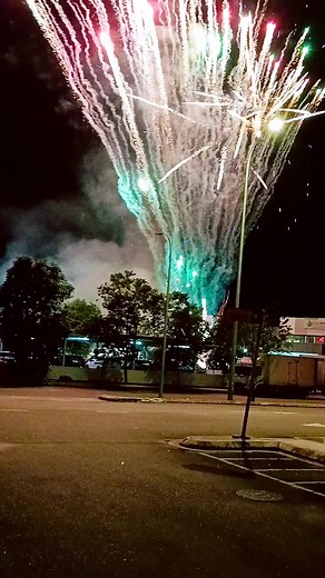 Stunning Fireworks Display in Urban Night Sky