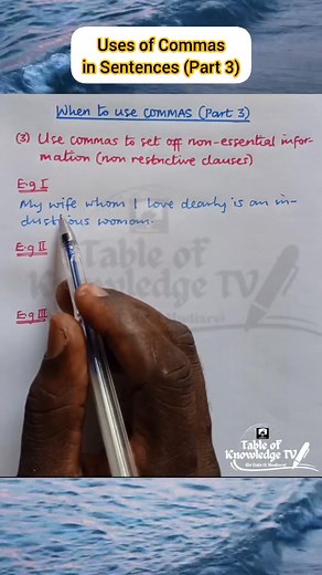 10K views · 217 reactions | When and how to use Commas in sentences. (Part 3). | Table of Knowledge TV | Facebook