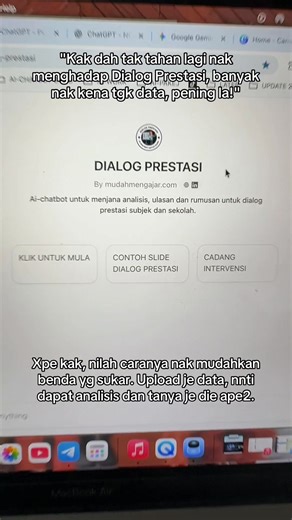 2.1K views | Analisis data dan dapatkan jawapan kepada sebarang soalan ttg data atau biat persediaan sebelum sesi Dialog Prestasi guna custom Ai. 1. Buka Ai-DIALOG PRESTASI. 2. Tekan KLIK UNTUK MULA. 3. Upload file data. 4. Siap dan semak! #mudahmengajar #coachherry #jommahir #aichatbotguru | Herryan Syah | Facebook