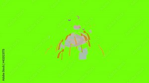 Fountain icon animation cartoon object on green screen background