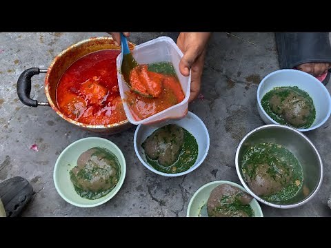 Delicious Amala and Ewedu #cooking African traditional village food