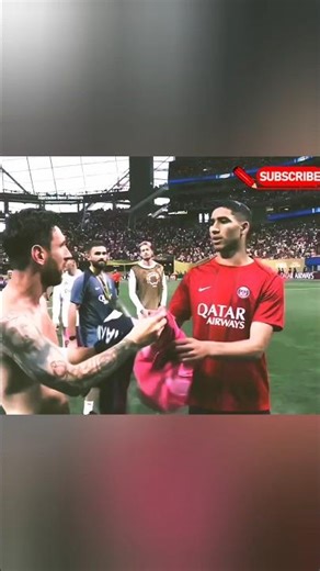 Messi 🤝 Hakimi Moment 🔥 | Jersey Exchange After Match ❤️ #shorts #football