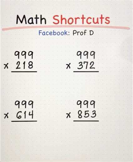 64K views · 878 reactions | Crazy Fast Math Tricks You’ll Use Every Day | Prof D | Facebook