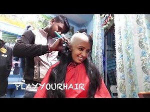 Indian Girl | Barbershop Head Shave | Straight Razor Shave