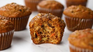 Let’s start this morning with healthy and delicious Morning Glory Muffins! They are made with whole wheat flour, sweetened with maple syrup, and packed with nutritious ingredients; like carrots, apple, orange, walnuts, and raisins! Perfect for a grab-and-go breakfast or a mid-day snack! https://veronikaskitchen.com/morning-glory-muffins-recipe/ | Veronika's Kitchen