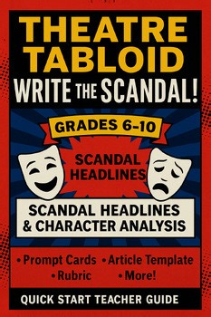 Theatre Tabloid Writing Activity | Scandal Headlines & Character Analysis MS|HS