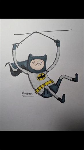 Finn as batman time lapse drawing #shorts
