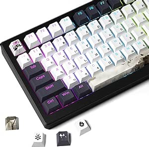 XVX Shine Through Keycaps, Japanese Ink Lotus Keycap Set, DoubleShot PBT Key caps with Dye-Sublimation, Cherry Profile Keyboard Keycaps for Gateron Cherry MX Switches Mechanical Keyboards