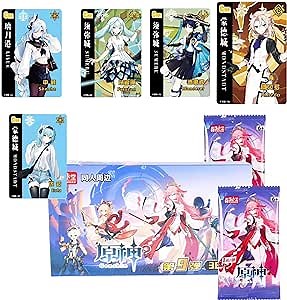 Genshin Impact Cards Game Booster Packs TCG Trading Collectible Cards Gift for Anime Fans Boyish