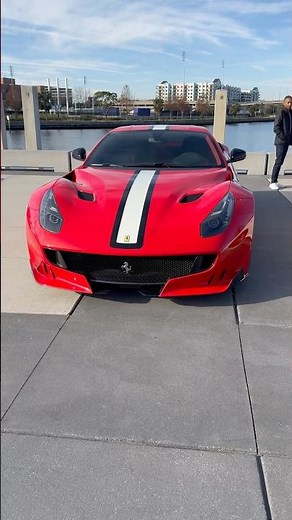 Red Ferrari F12 TDF looking INSANE near the water #ferrari #supercar #ferrarif12tdf #f12tdf #shorts