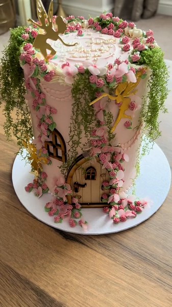 Baby's First Birthday Cake | Fairy Cake with Vines and Flowers