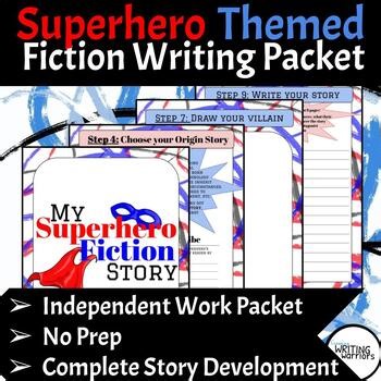 Fantasy Fiction Story Writing Organizer | Superhero Writing Packet Grades 4 - 7
