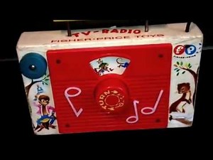 Vintage Fisher Price Children's Toy TV Radio 'Pop Goes the Weasel' Musical Wind Up Video