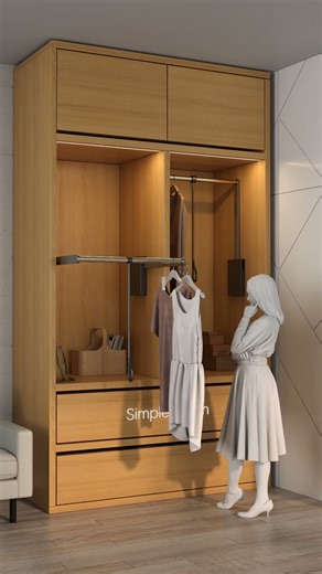 Smart closet design with pull out hanger #home #diningtabledesign #furnituredesign #interior