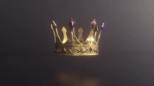 Elegant Golden Crown with Purple Jewels Rotating