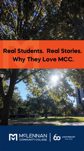 Celebrating 60 Years of MCC Excellence! 🎉 Hear directly from our students why they love MCC — from inspiring professors to helpful staff, one-of-a-kind opportunities, and a campus that feels like home. 💙 Their stories are the heartbeat of our legacy. #60YearsOfMCC | McLennan Community College