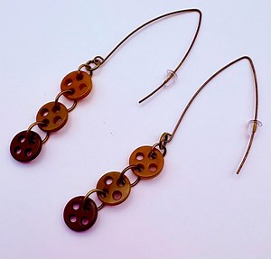 Vintage Bakelite Button Dangling Earrings : Brown Hombre - Etsy