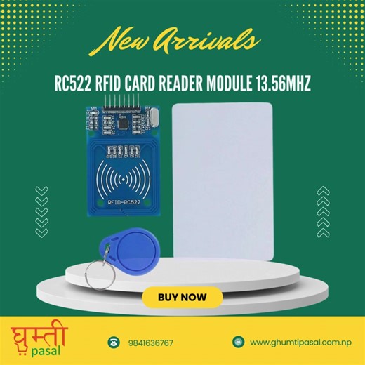 🔐 Unlock New Possibilities with the RC522 RFID Card Reader Module – 13.56MHz! 🔐 Enhance your projects with the versatile RC522 RFID Card Reader Module. Operating at 13.56MHz, this module is perfect for creating secure access control systems, smart cards, and other RFID applications. Compact and easy to integrate, it's a must-have for makers, developers, and hobbyists. 🔧 Key Features: 13.56MHz Frequency: Reliable and secure RFID communication Compact Design: Fits easily into various projects a