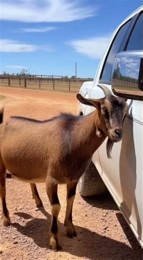 Goat vs Car Mirror: Who Wins the Stare-Down? 🐐💥