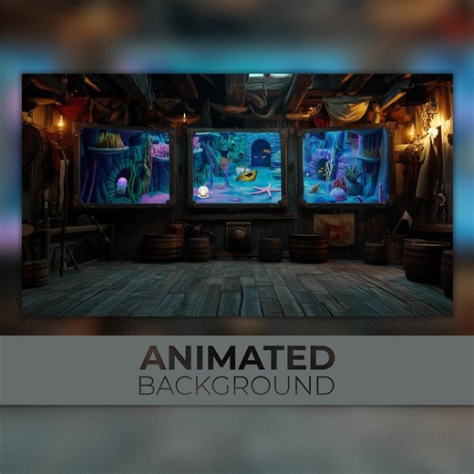 Animated Background, Pirate Ship, Nautical Underwater, Submerged Tavern, Deep Sea, Twitch Stream Zoom Vtuber Background - Etsy