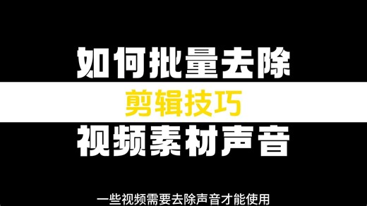快速处理视频素材：批量去除声音