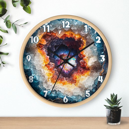 Geode Crystal Wall Clock With Numbers: Natural Stone Timepiece for Modern Home Decor - Etsy