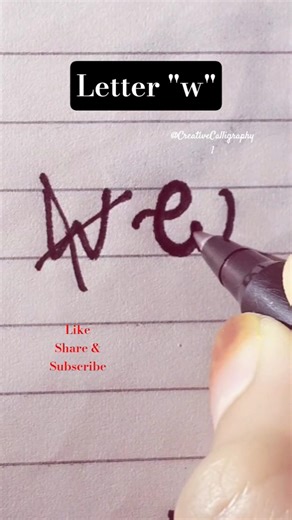 How to write letter "w" in cursive Calligraphy ✍️ #calligraphy #handwriting #satisfying #shorts #fyp