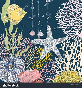 Coral Reef Collection Corals Fish Sea Stock Vector (Royalty Free) 476168275 | Shutterstock