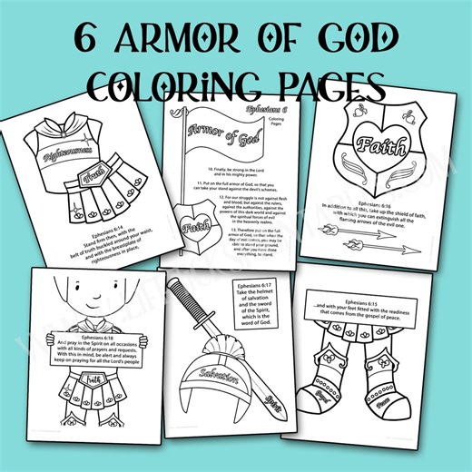 Armor of God Coloring Pages: Ephesians 6 Bible Activity (PDF) - Etsy