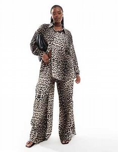 Extro & Vert Plus plisse trousers in leopard print co-ord | ASOS