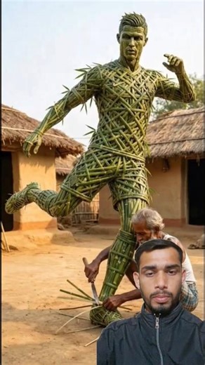 This Old Man Built a Realistic Human Figure Using Only Bamboo 🌿 #shorts #art #artlovers #bamboo