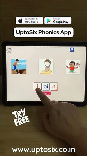 UptoSix Phonics PLUS App Mountain Tatto String Interactive phonics app for kids blending baboon sc