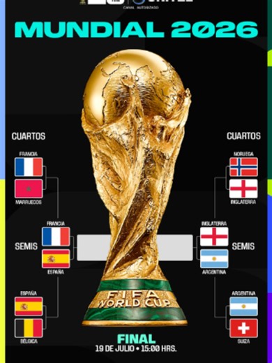 Cuadro de semifinales y duelo confirmados. Francia 🇫🇷 ante España 🇪🇸 y Argentina 🇦🇷 frente a Inglaterra 🏴󠁧󠁢󠁥󠁮󠁧󠁿 por los dos boletos a la gran final de la Copa del Mundo 2026. 📲 Más información en Unitel.bo #Unitel #ATD #UnitelMundial #Semifinales
