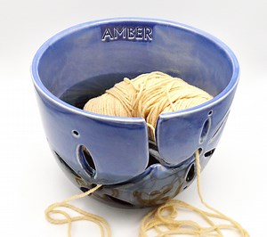 Personalized Jumbo Yarn Bowl: Hand-carved Stoneware Pottery Knitting Bowl - Etsy